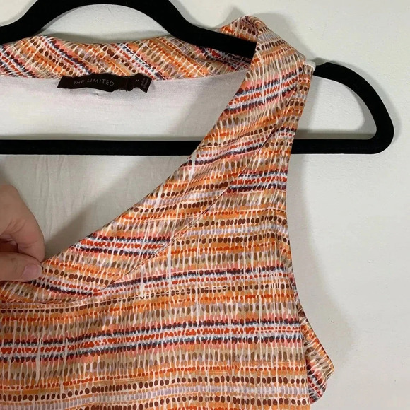 The Limited Top Women’s Medium Orange Satin Sleeveless Blouse Cowl Neck - Picture 3 of 6